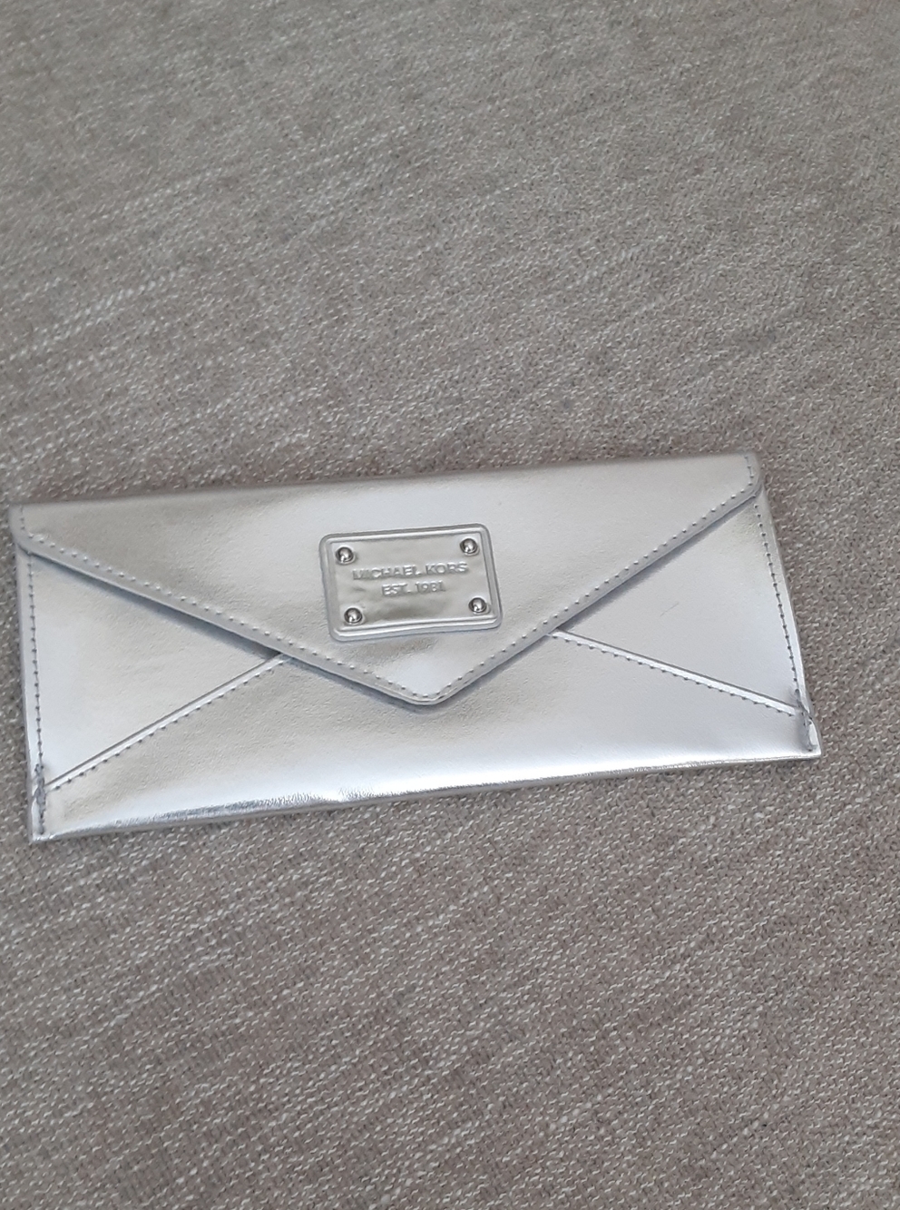 Michael Kors Metallic Silver Envelope Pouch  Clutch